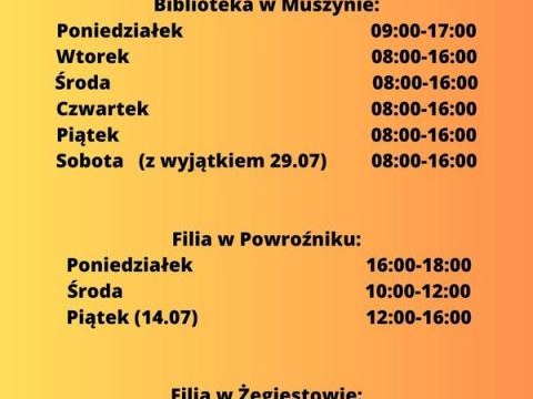 Wakacyjne godziny otwarcia bibliotek w lipcu