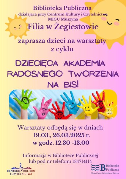 Zapraszamy dzieci na warsztaty do Biblioteki w Żegiestowie